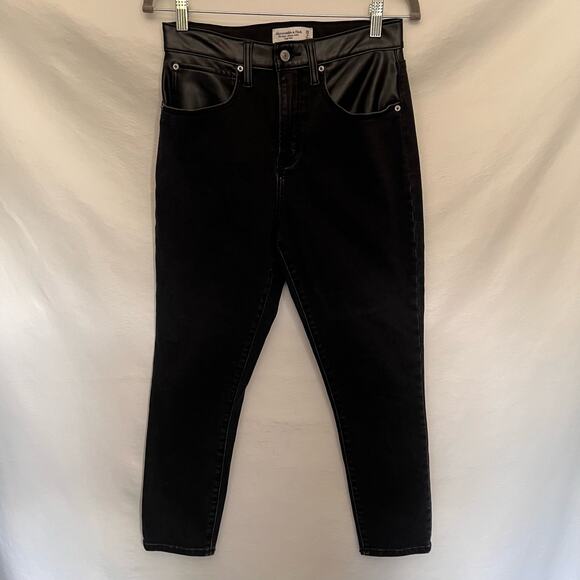 Abercrombie & Fitch Super Skinny Ankle Women Jeans Sz 6 Y2K Grunge Faux  Leather - Picture 11 of 11